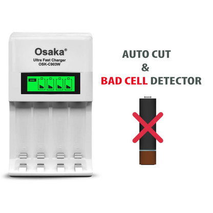 Osaka Ultra Fast Charger OSK-C903W LCD Charger for AA and AAA Ni-mh Rechargeable Batteries (White)