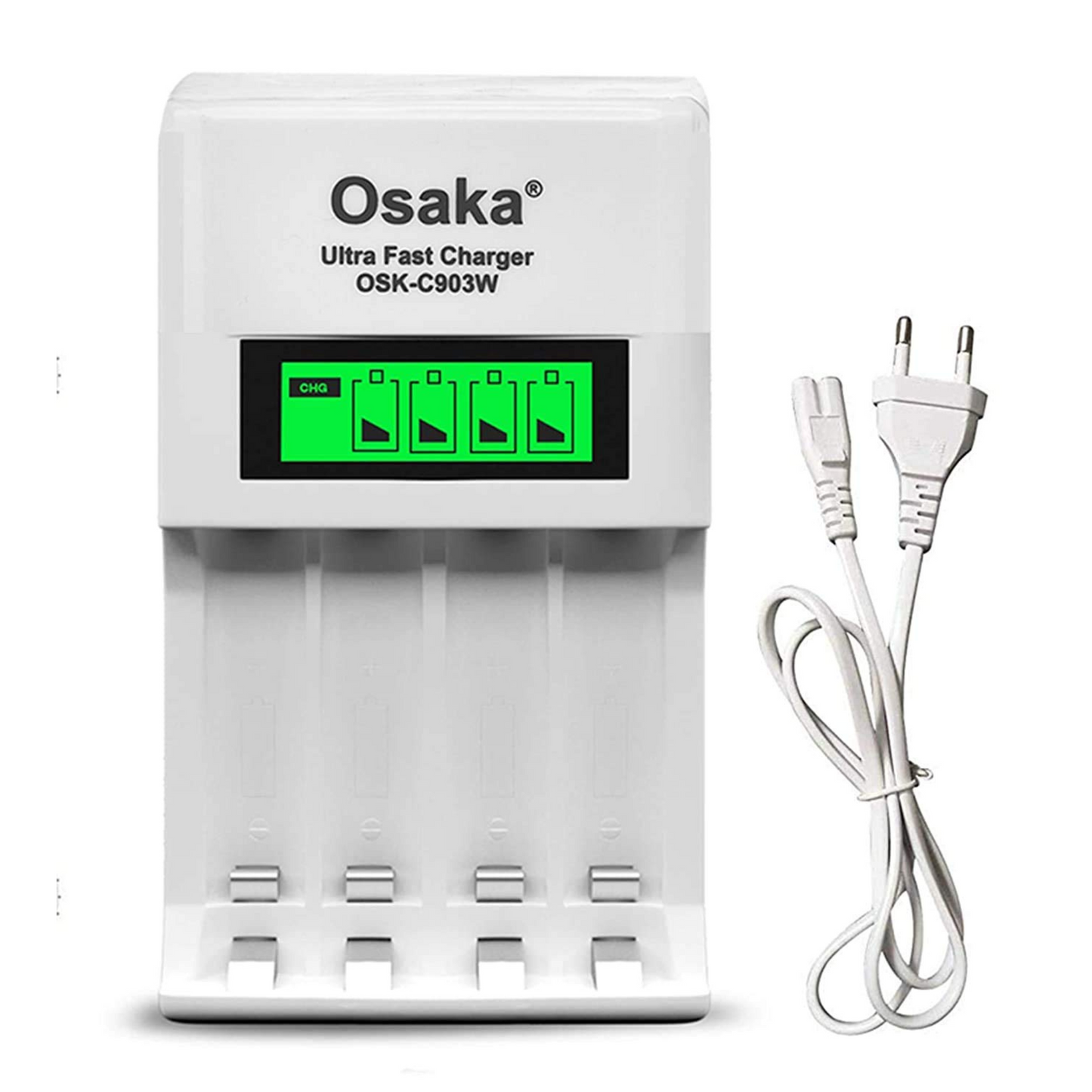 Osaka Ultra Fast Charger OSK-C903W LCD Charger for AA and AAA Ni-mh Rechargeable Batteries (White)