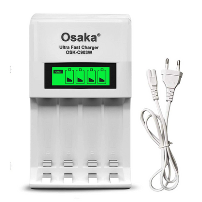 Osaka Ultra Fast Charger OSK-C903W LCD Charger for AA and AAA Ni-mh Rechargeable Batteries (White)