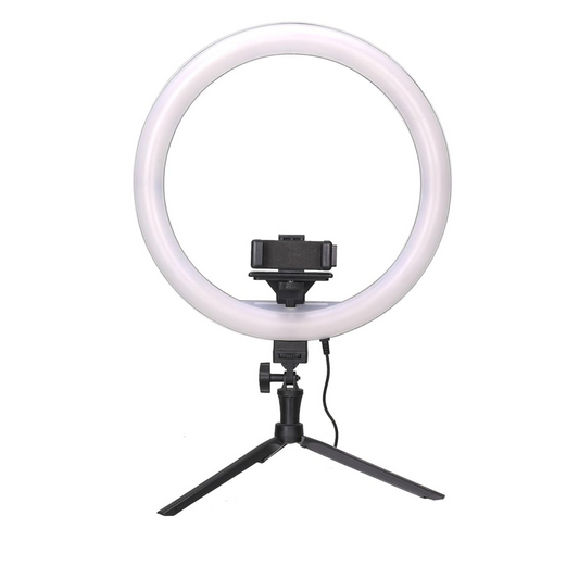 Osaka® 10 Inch Professional LED Ring Light 15W Dimmable Lighting with Table Tripod 2 Color Modes for Photo Shoot Video Shoot Live Stream Makeup Compatible with iPhone Android Phones and Cameras.